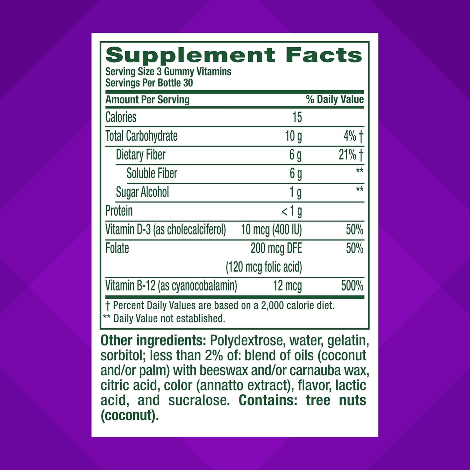 image:imageVitafusion GLP1 Support Fiber Plus Vitamins D B12 and Folate Gummy Vitamins Citrus Flavor Sugar Free 90 Count 30 Day Supply90 Count Pack of 1