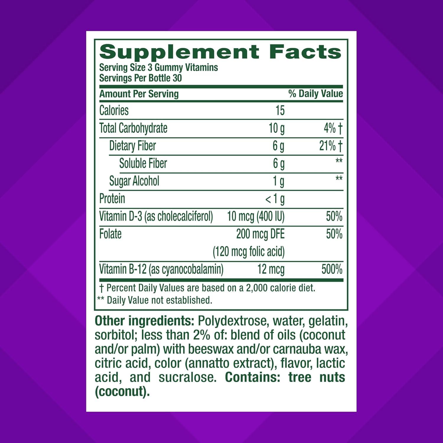 image:imageVitafusion GLP1 Support Fiber Plus Vitamins D B12 and Folate Gummy Vitamins Citrus Flavor Sugar Free 90 Count 30 Day Supply90 Count Pack of 2