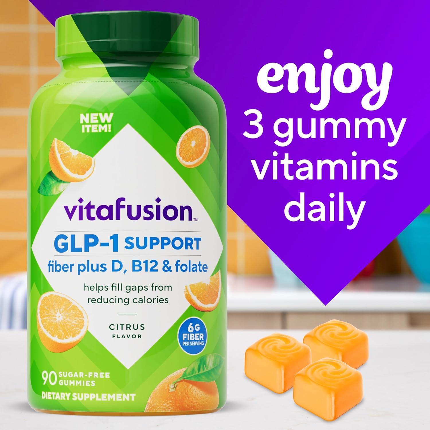 image:imageVitafusion GLP1 Support Fiber Plus Vitamins D B12 and Folate Gummy Vitamins Citrus Flavor Sugar Free 90 Count 30 Day Supply90 Count Pack of 2