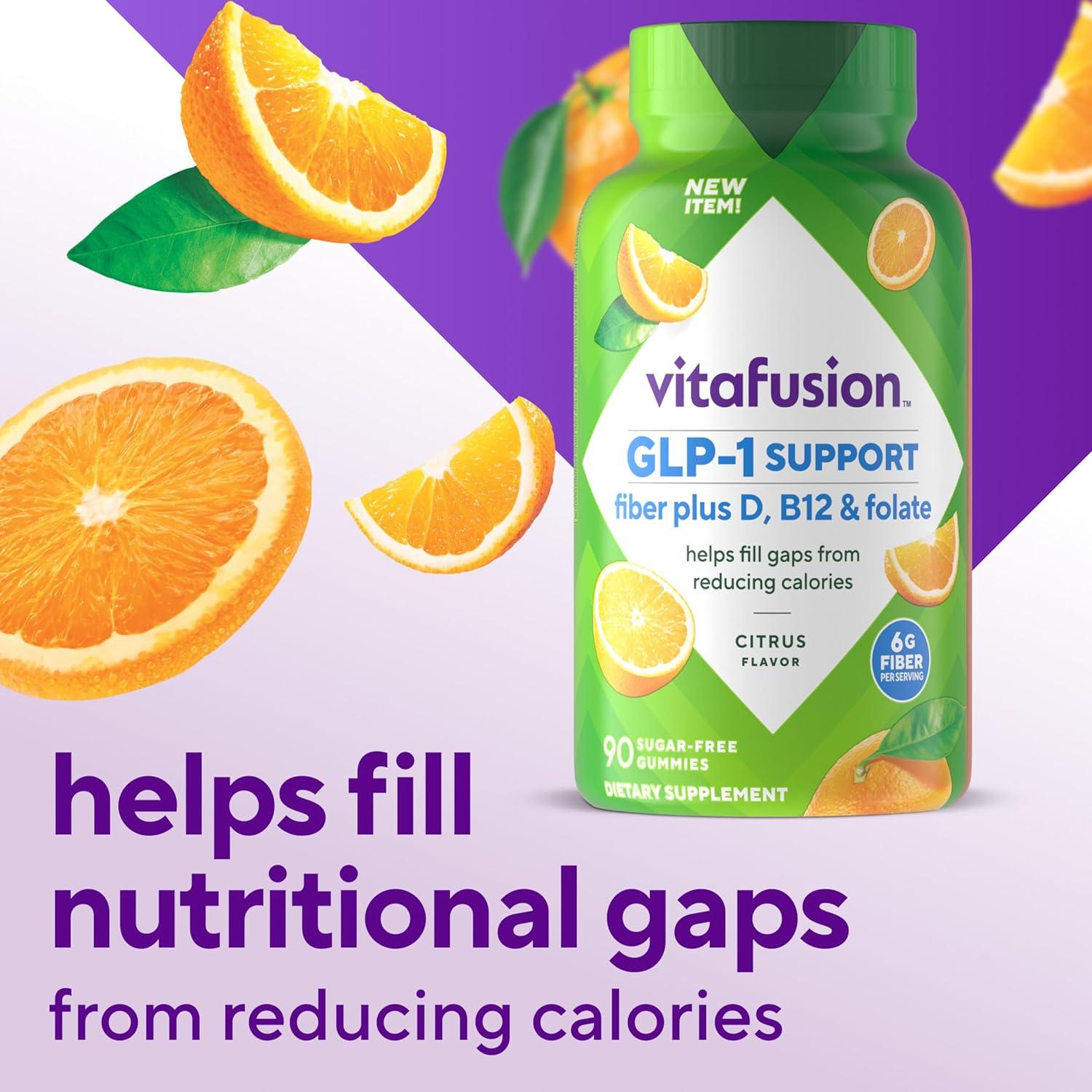 image:imageVitafusion GLP1 Support Fiber Plus Vitamins D B12 and Folate Gummy Vitamins Citrus Flavor Sugar Free 90 Count 30 Day Supply90 Count Pack of 2