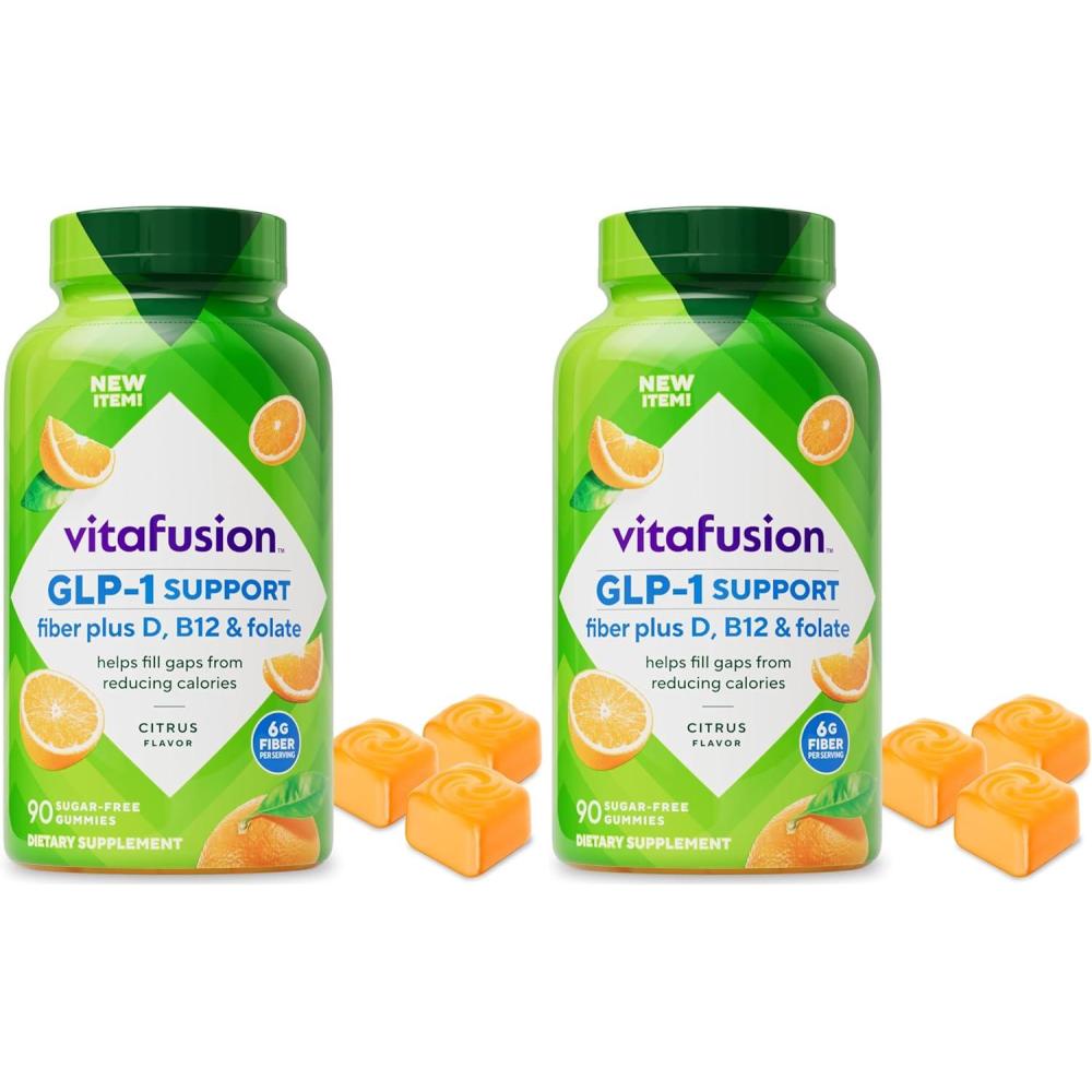 image:imageVitafusion GLP1 Support Fiber Plus Vitamins D B12 and Folate Gummy Vitamins Citrus Flavor Sugar Free 90 Count 30 Day Supply90 Count Pack of 2