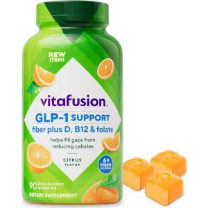 Vitafusion GLP-1 Support Fiber Plus Vitamins D, B12 and Folate Gummy Vitamins, Citrus Flavor, Sugar Free, 90 Count, 30 Day Supply(90 Count (Pack of 1))