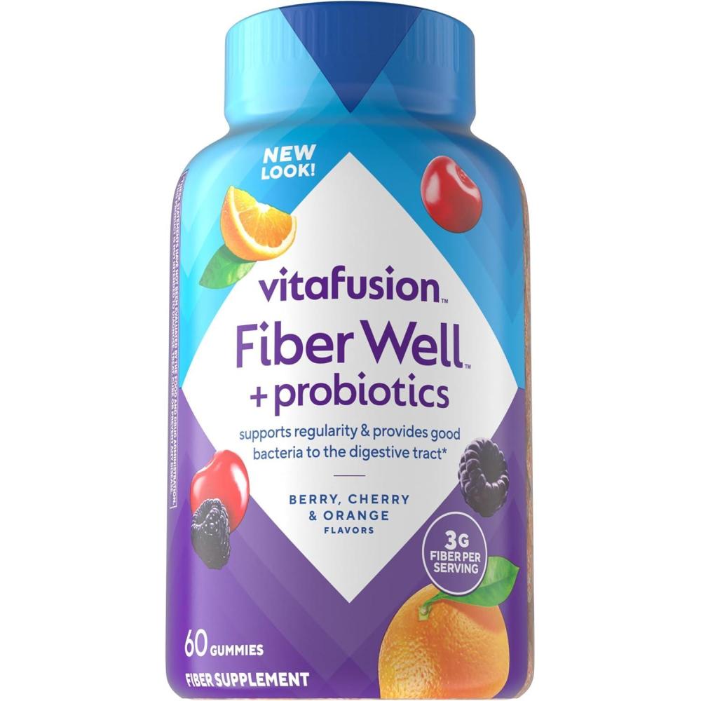 image:imagevitafusion Probiotic Prebiotic Fiber Gummies for Adults Probiotic Supplement with Prebiotic Fiber to Support Gut Health and Provide Good Bacteria 1 Cherry Berry Citrus Rush Flavor 60 CountNutritional Supplement