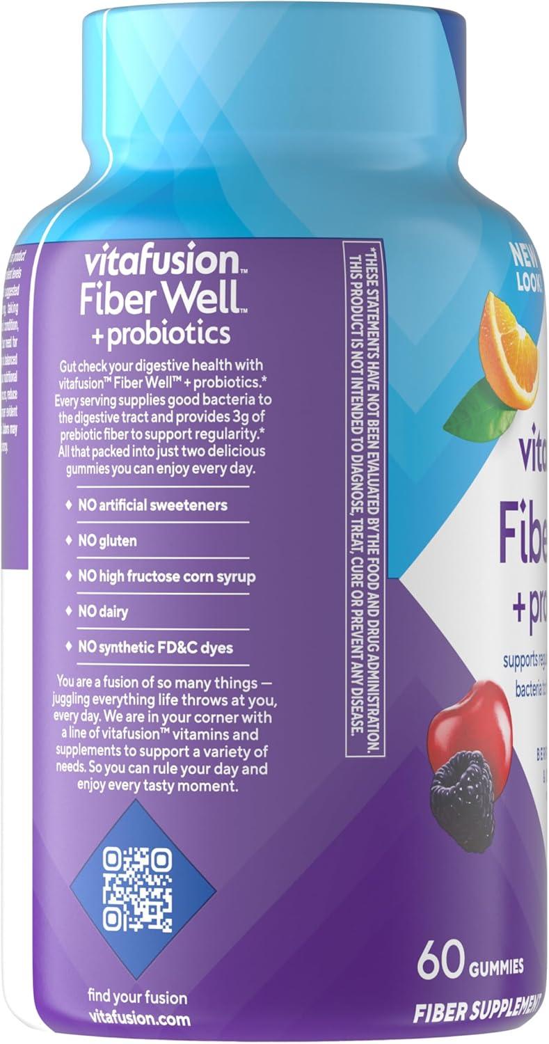 image:imagevitafusion Probiotic Prebiotic Fiber Gummies for Adults Probiotic Supplement with Prebiotic Fiber to Support Gut Health and Provide Good Bacteria 1 Cherry Berry Citrus Rush Flavor 60 CountNutritional Supplement