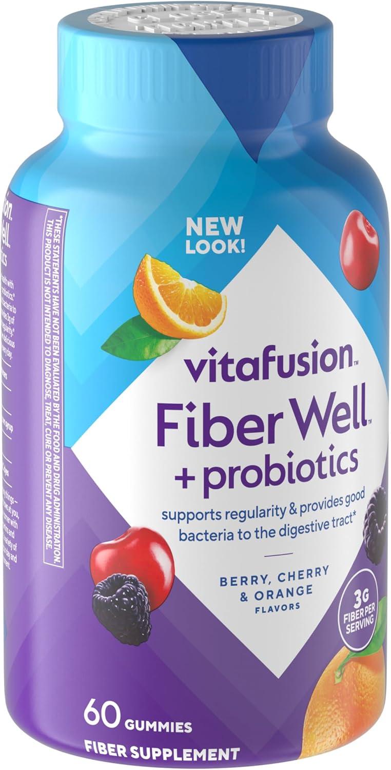 image:imagevitafusion Probiotic Prebiotic Fiber Gummies for Adults Probiotic Supplement with Prebiotic Fiber to Support Gut Health and Provide Good Bacteria 1 Cherry Berry Citrus Rush Flavor 60 CountNutritional Supplement