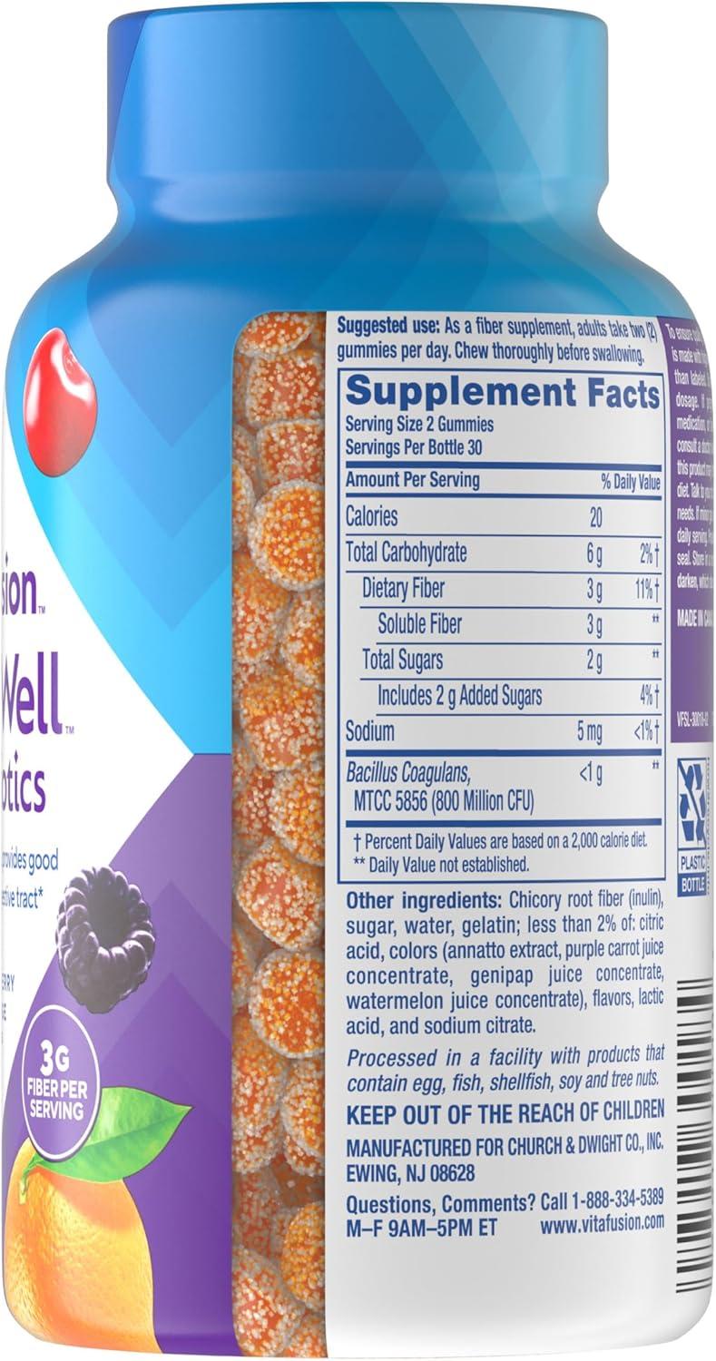 image:imagevitafusion Probiotic Prebiotic Fiber Gummies for Adults Probiotic Supplement with Prebiotic Fiber to Support Gut Health and Provide Good Bacteria 1 Cherry Berry Citrus Rush Flavor 60 CountNutritional Supplement