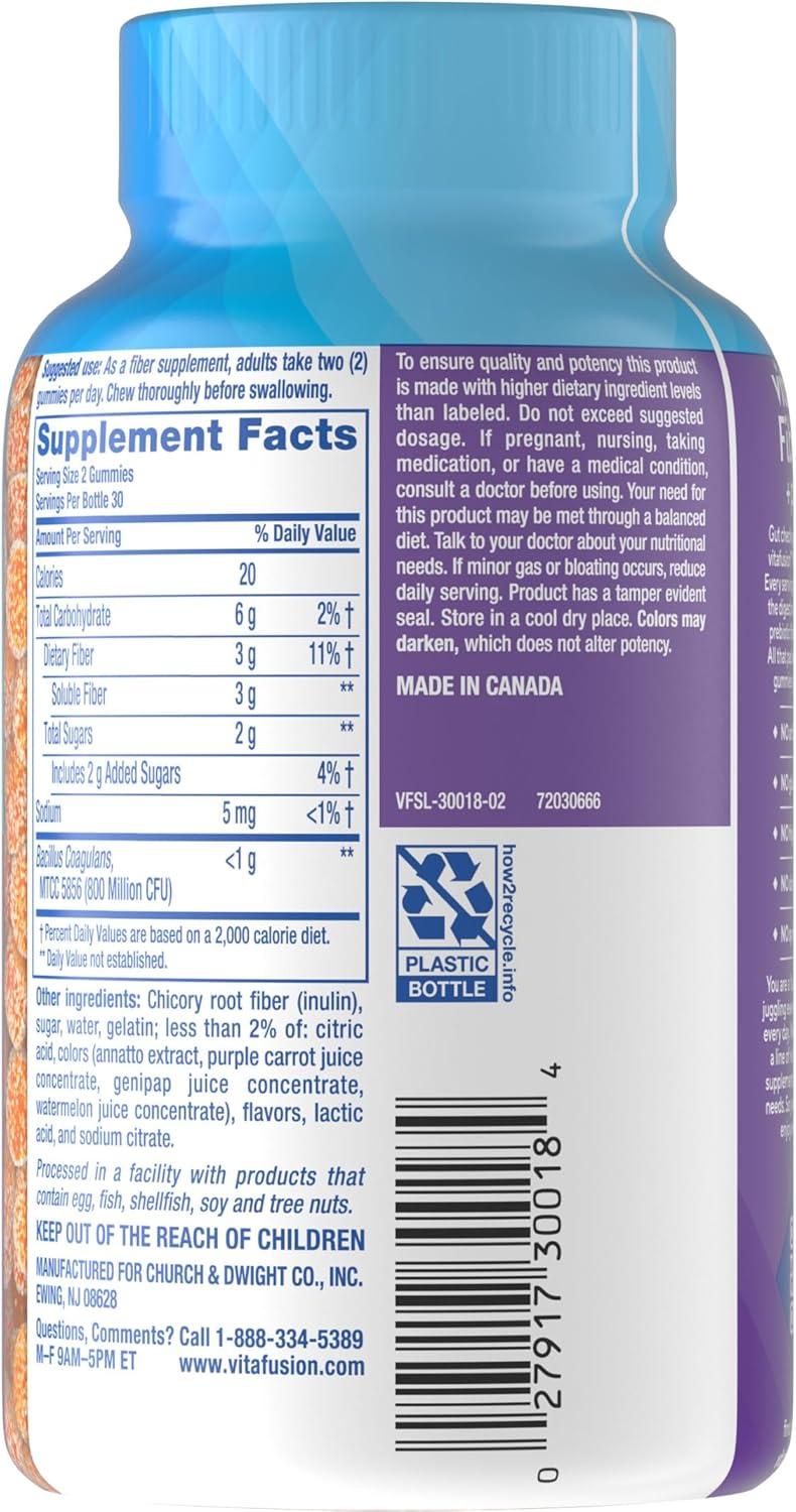 image:imagevitafusion Probiotic Prebiotic Fiber Gummies for Adults Probiotic Supplement with Prebiotic Fiber to Support Gut Health and Provide Good Bacteria 1 Cherry Berry Citrus Rush Flavor 60 CountNutritional Supplement