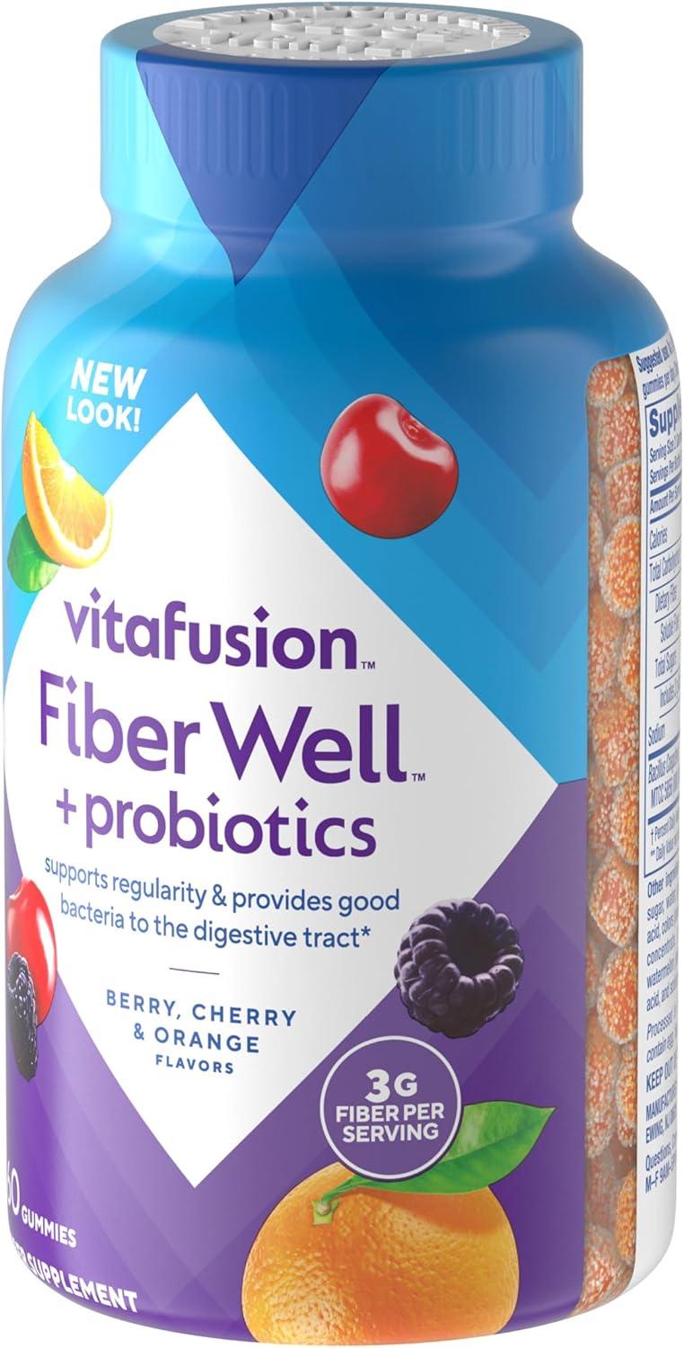 image:imagevitafusion Probiotic Prebiotic Fiber Gummies for Adults Probiotic Supplement with Prebiotic Fiber to Support Gut Health and Provide Good Bacteria 1 Cherry Berry Citrus Rush Flavor 60 CountNutritional Supplement