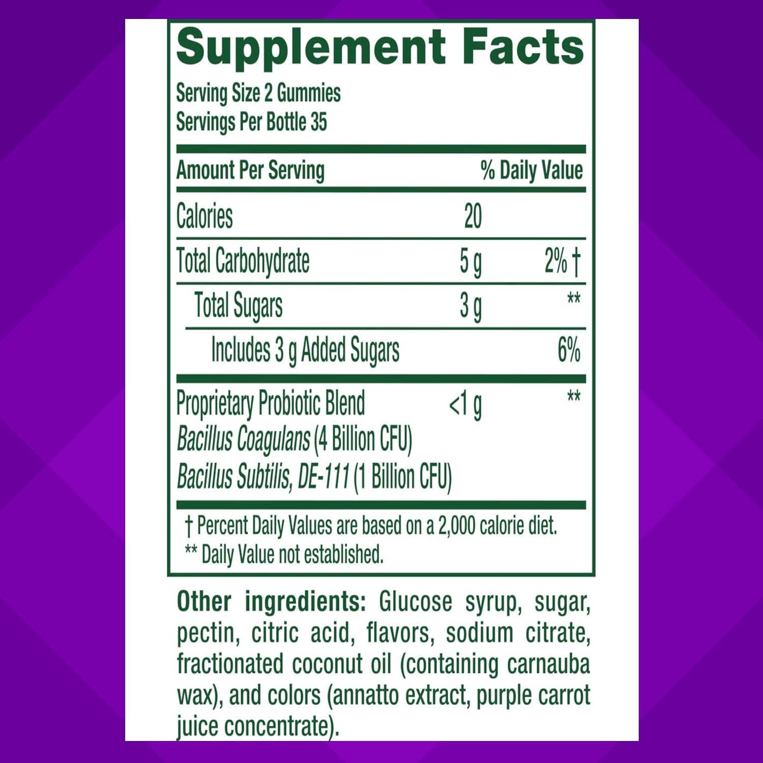image:imagevitafusion Probiotic Gummy Supplements Raspberry Peach and Mango Flavors Probiotic Nutritional Supplements With 5 Billion CFUs 35 Day Supply 70 Count