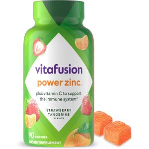 Vitafusion Power Zinc Gummy Vitamins, Strawberry Tangerine Flavored Immune Support (1), 90 Count(90 Count (Pack of 1))