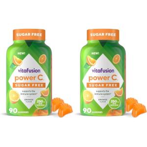 vitafusion Sugar Free Power C Vitamin C Gummies, Daily Adult Vitamins for Immune System Support (1), Orange Flavor, 90 Count(1 Count (Pack of 2))