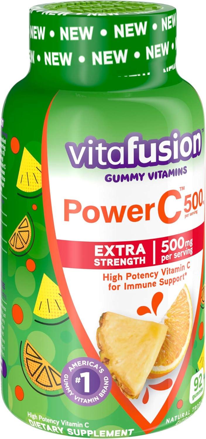 image:imagevitafusion Extra Strength Power C Gummy Vitamins Tropical Citrus Flavored Immune Support 1 Vitamins 92 Count92 Count Pack of 2