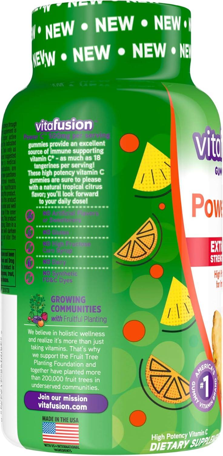 image:imagevitafusion Extra Strength Power C Gummy Vitamins Tropical Citrus Flavored Immune Support 1 Vitamins 92 Count92 Count Pack of 2