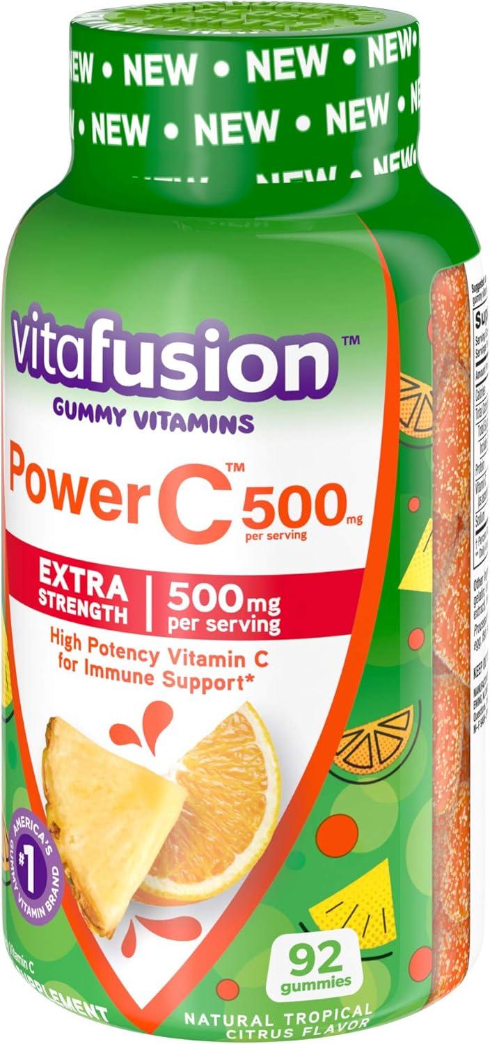 image:imagevitafusion Extra Strength Power C Gummy Vitamins Tropical Citrus Flavored Immune Support 1 Vitamins 92 Count92 Count Pack of 2
