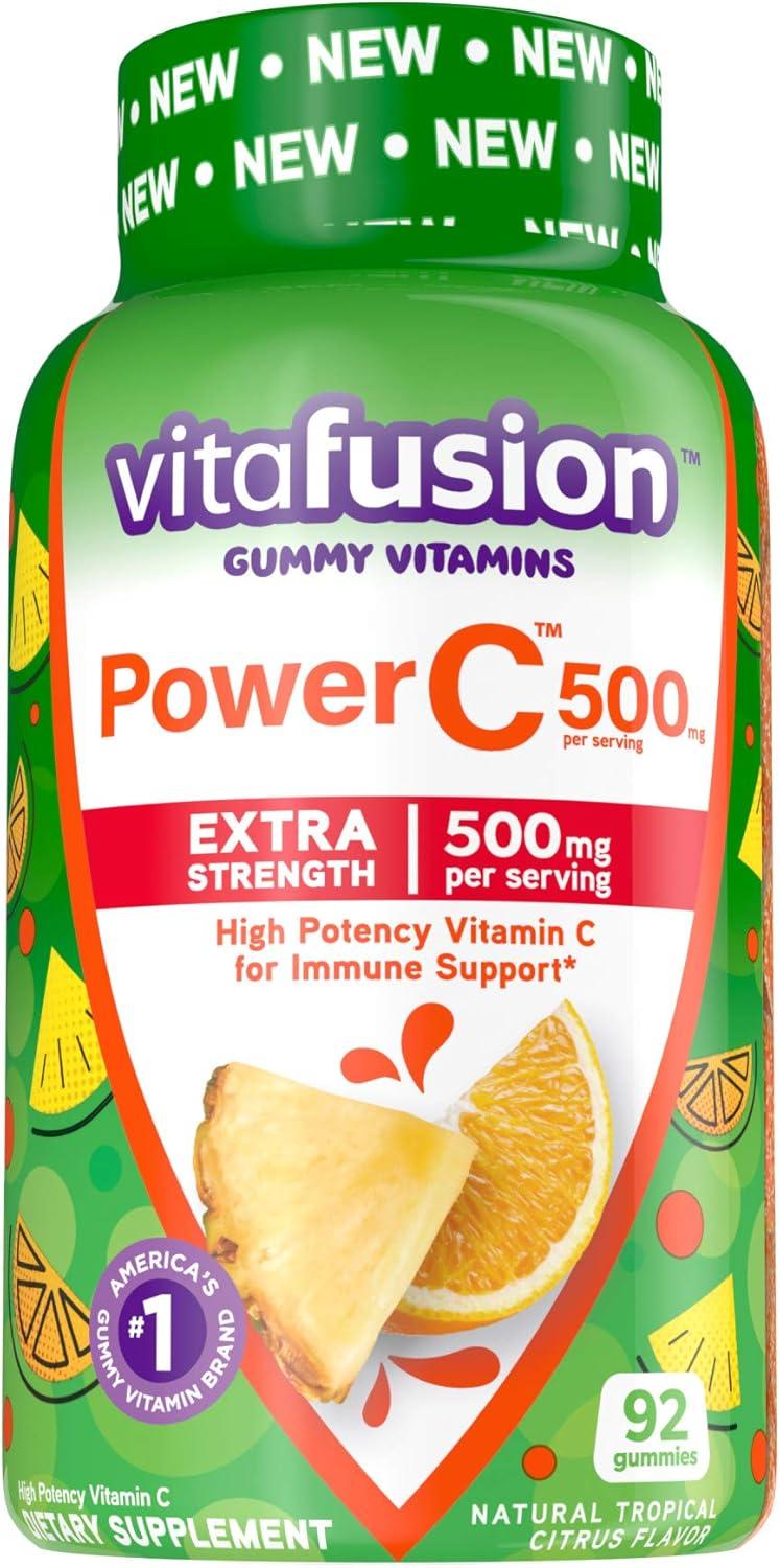 image:imagevitafusion Extra Strength Power C Gummy Vitamins Tropical Citrus Flavored Immune Support 1 Vitamins 92 Count92 Count Pack of 2
