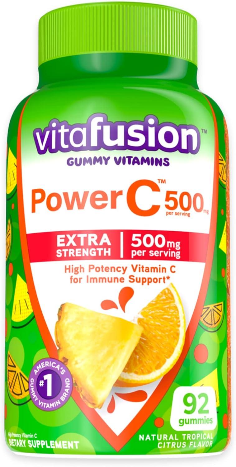 image:imagevitafusion Extra Strength Power C Gummy Vitamins Tropical Citrus Flavored Immune Support 1 Vitamins 92 Count92 Count Pack of 2
