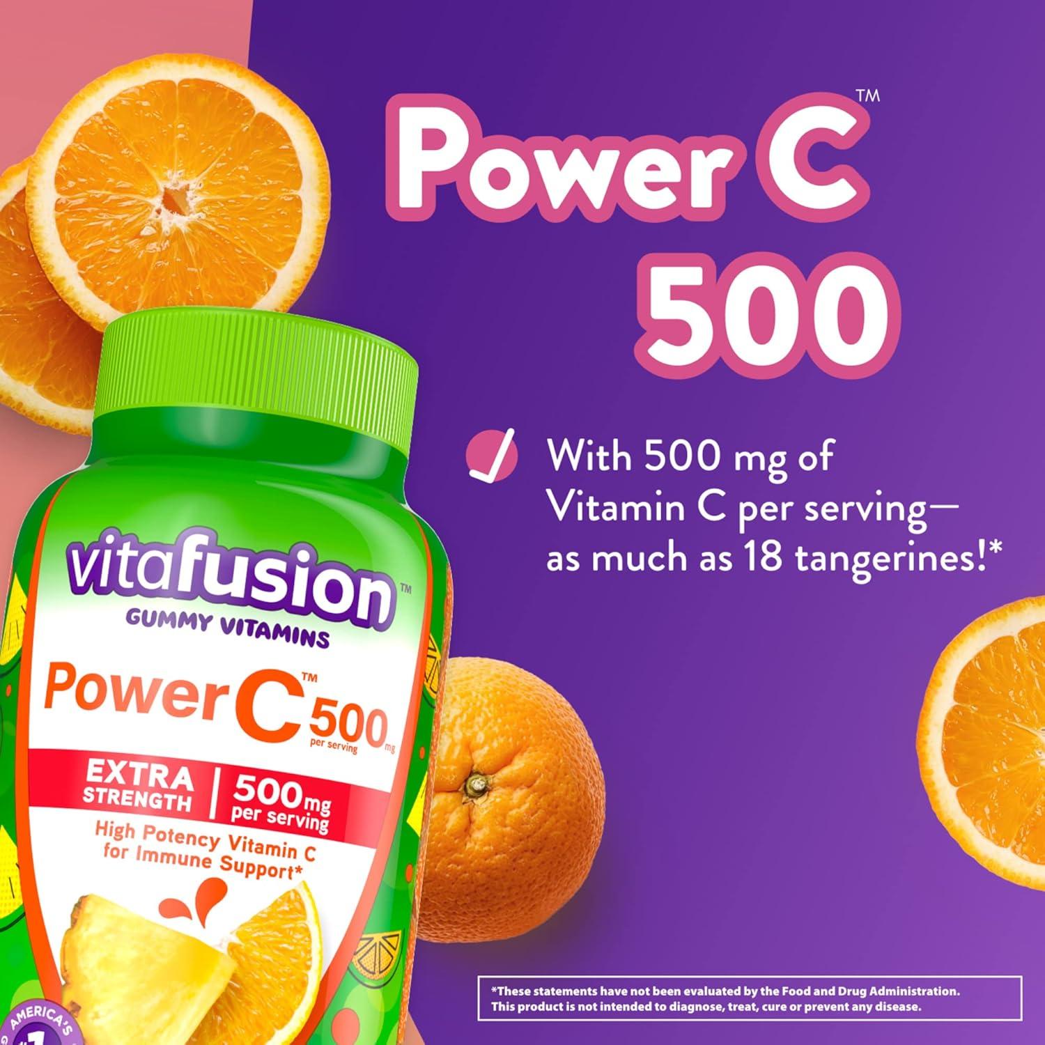 image:imagevitafusion Extra Strength Power C Gummy Vitamins Tropical Citrus Flavored Immune Support 1 Vitamins 92 Count92 Count Pack of 2
