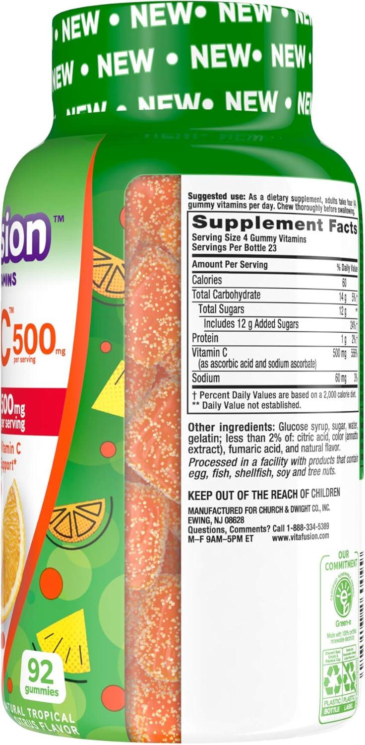 image:imagevitafusion Extra Strength Power C Gummy Vitamins Tropical Citrus Flavored Immune Support 1 Vitamins 92 Count92 Count Pack of 2
