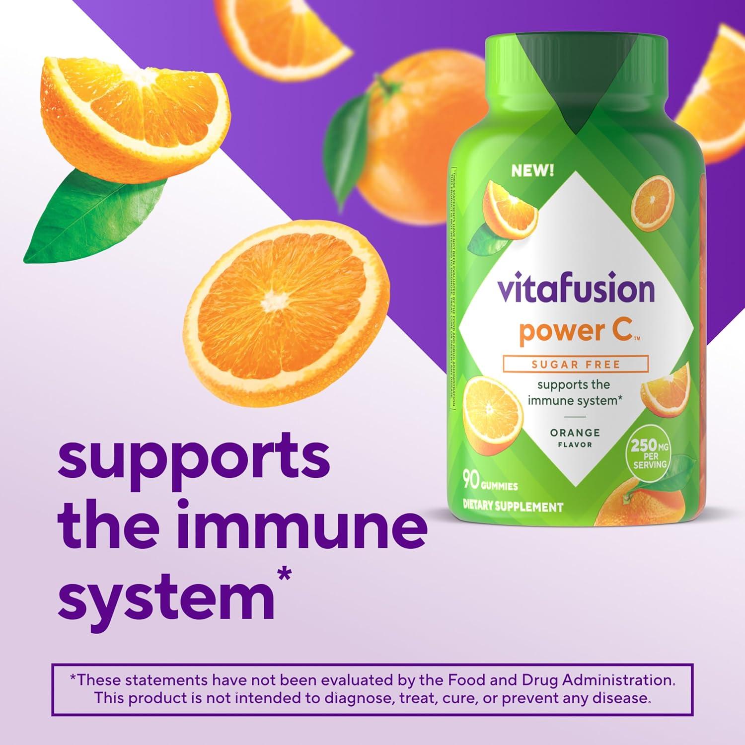 image:imagevitafusion Sugar Free Power C Vitamin C Gummies Daily Adult Vitamins for Immune System Support 1 Orange Flavor 90 Count1 Count Pack of 1