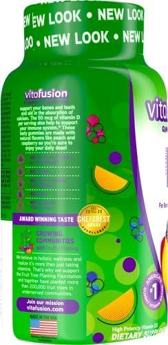 image:imagevitafusion Vitamin D3 Gummies Bone and Immune Support Peach Blackberry Strawberry Flavored 50 mcg D3 Gummy Vitamin Supplement 75 Day Supply 150 Count150 Count Pack of 2