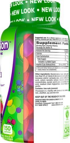 image:imagevitafusion Vitamin D3 Gummies Bone and Immune Support Peach Blackberry Strawberry Flavored 50 mcg D3 Gummy Vitamin Supplement 75 Day Supply 150 Count150 Count Pack of 2