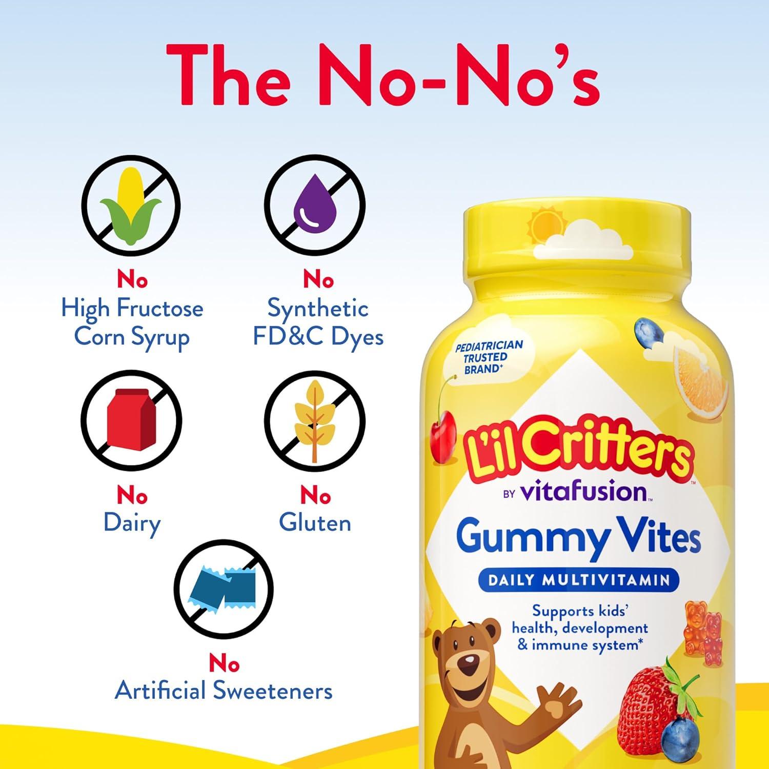 image:imageLil Critters Gummy Vites Daily Kids Multivitamins Assorted Fruit Flavors for Ages 2 Toddlers amp Kids Gummy Vitamin with Vitamin C and D 95190 Day Supply 190 Gummies