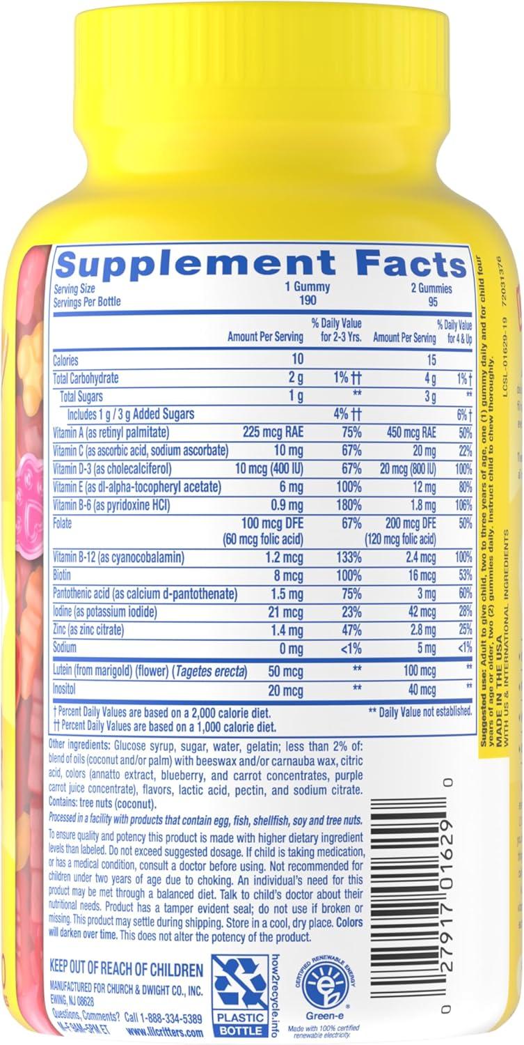 image:imageLil Critters Gummy Vites Daily Kids Multivitamins Assorted Fruit Flavors for Ages 2 Toddlers amp Kids Gummy Vitamin with Vitamin C and D 95190 Day Supply 190 Gummies