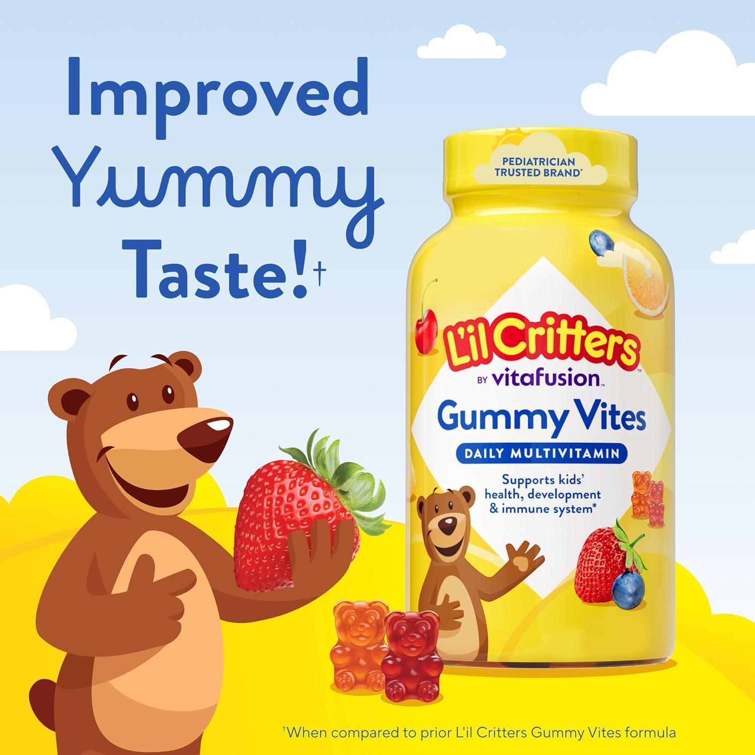 image:imageLil Critters Gummy Vites Daily Kids Multivitamins Assorted Fruit Flavors for Ages 2 Toddlers amp Kids Gummy Vitamin with Vitamin C and D 95190 Day Supply 190 Gummies