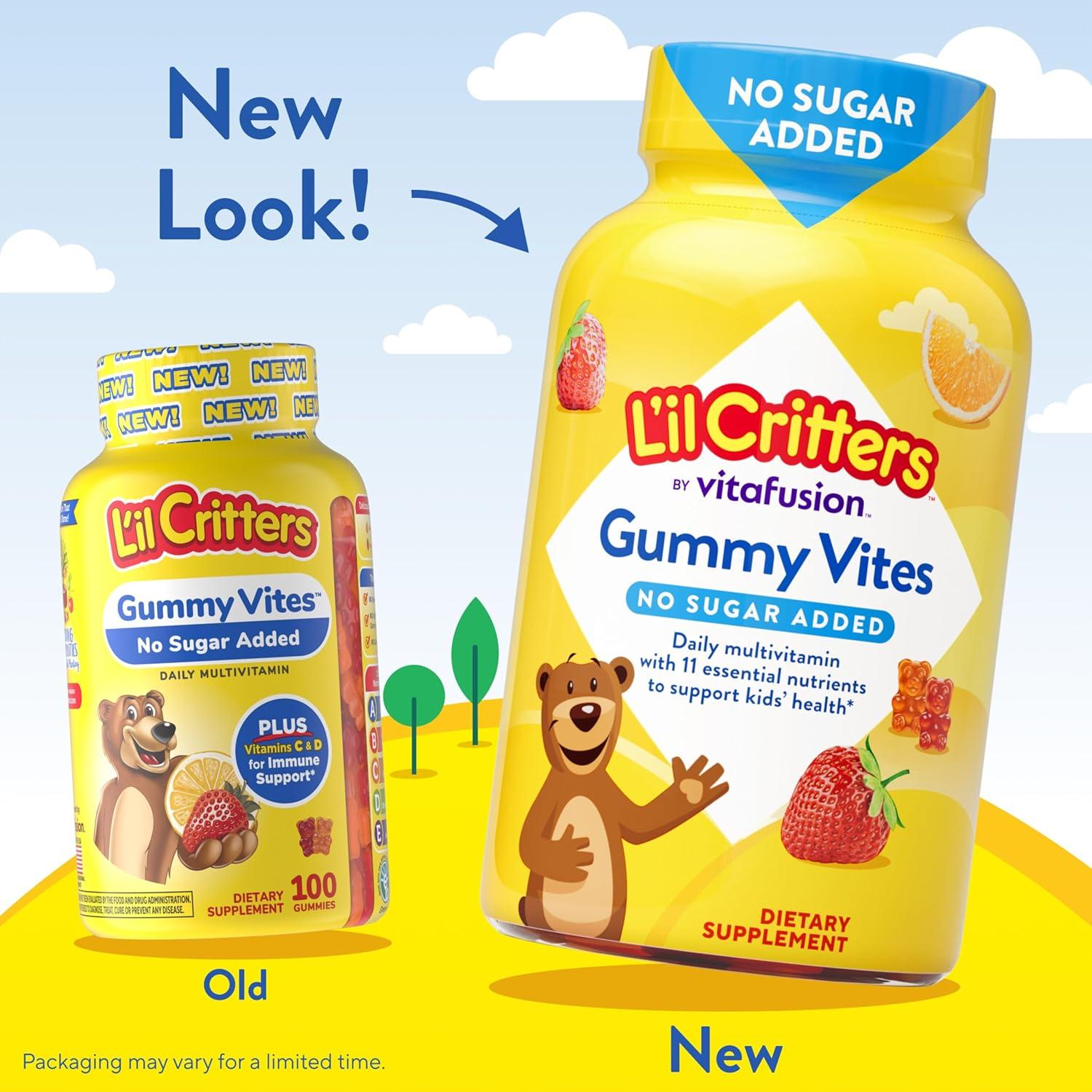image:imageLil Critters Gummy Vites No Sugar Added Daily Gummy Multivitamin for Ages 2 Toddlers amp Kids Vitamin C D3 for Immune Strawberry and Orange Flavors 100 Gummies