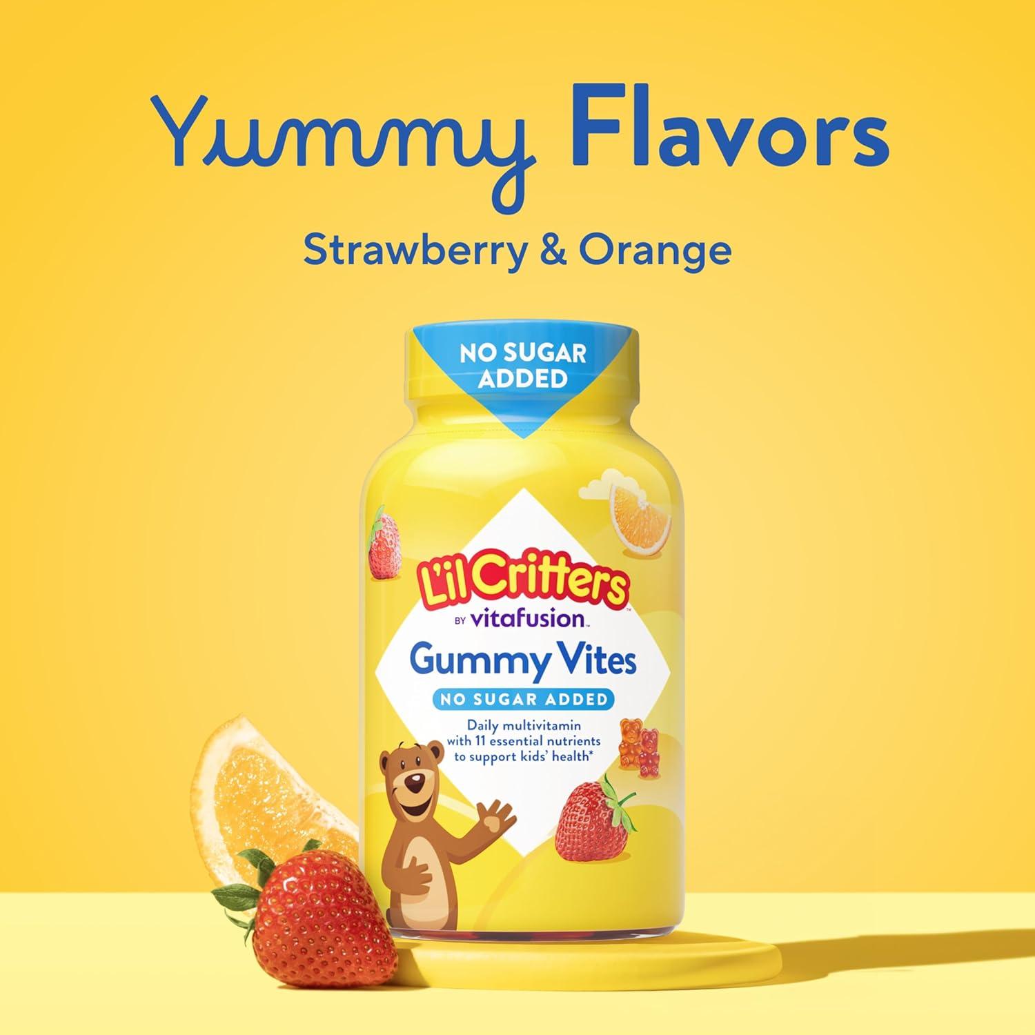 image:imageLil Critters Gummy Vites No Sugar Added Daily Gummy Multivitamin for Ages 2 Toddlers amp Kids Vitamin C D3 for Immune Strawberry and Orange Flavors 100 Gummies