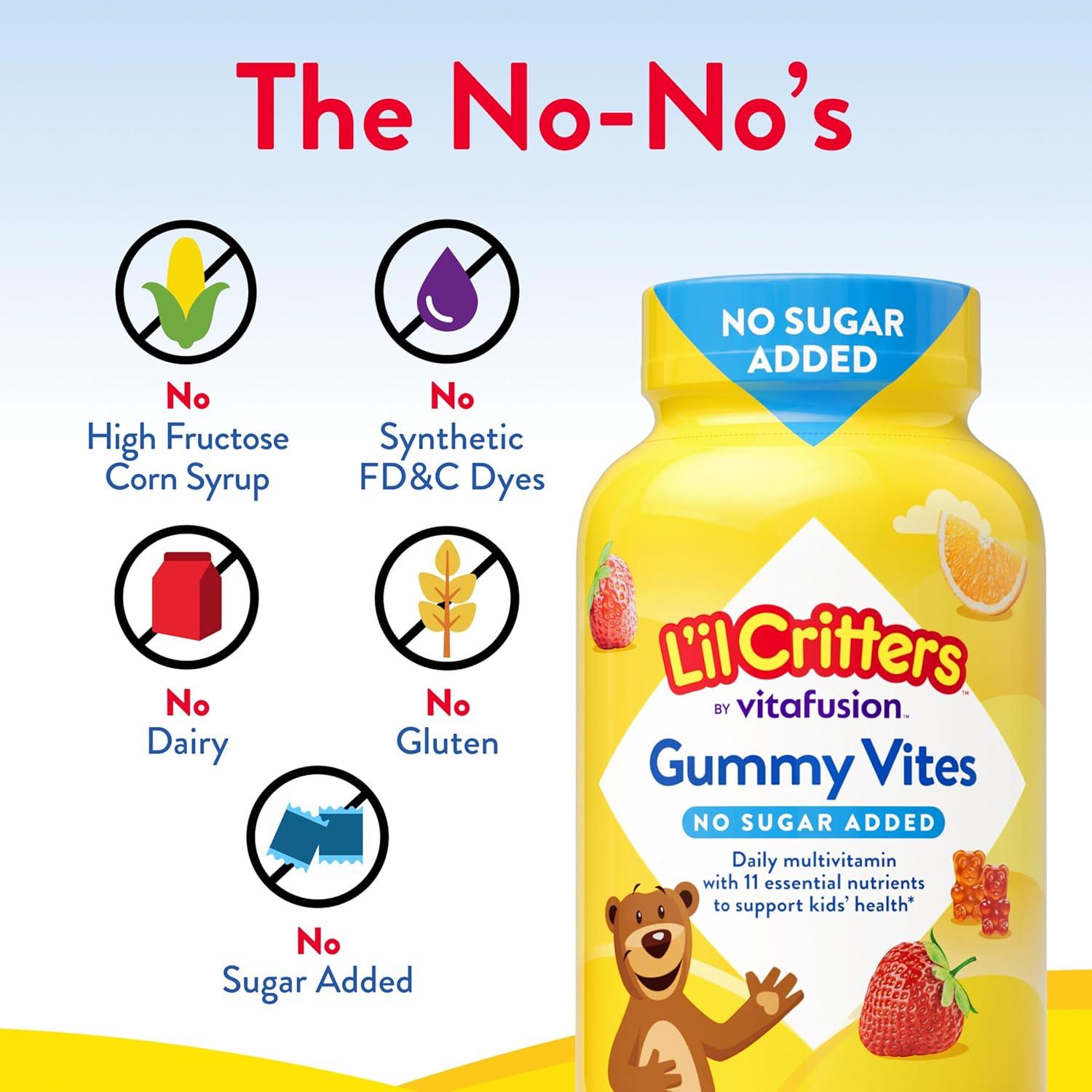 image:imageLil Critters Gummy Vites No Sugar Added Daily Gummy Multivitamin for Ages 2 Toddlers amp Kids Vitamin C D3 for Immune Strawberry and Orange Flavors 100 Gummies