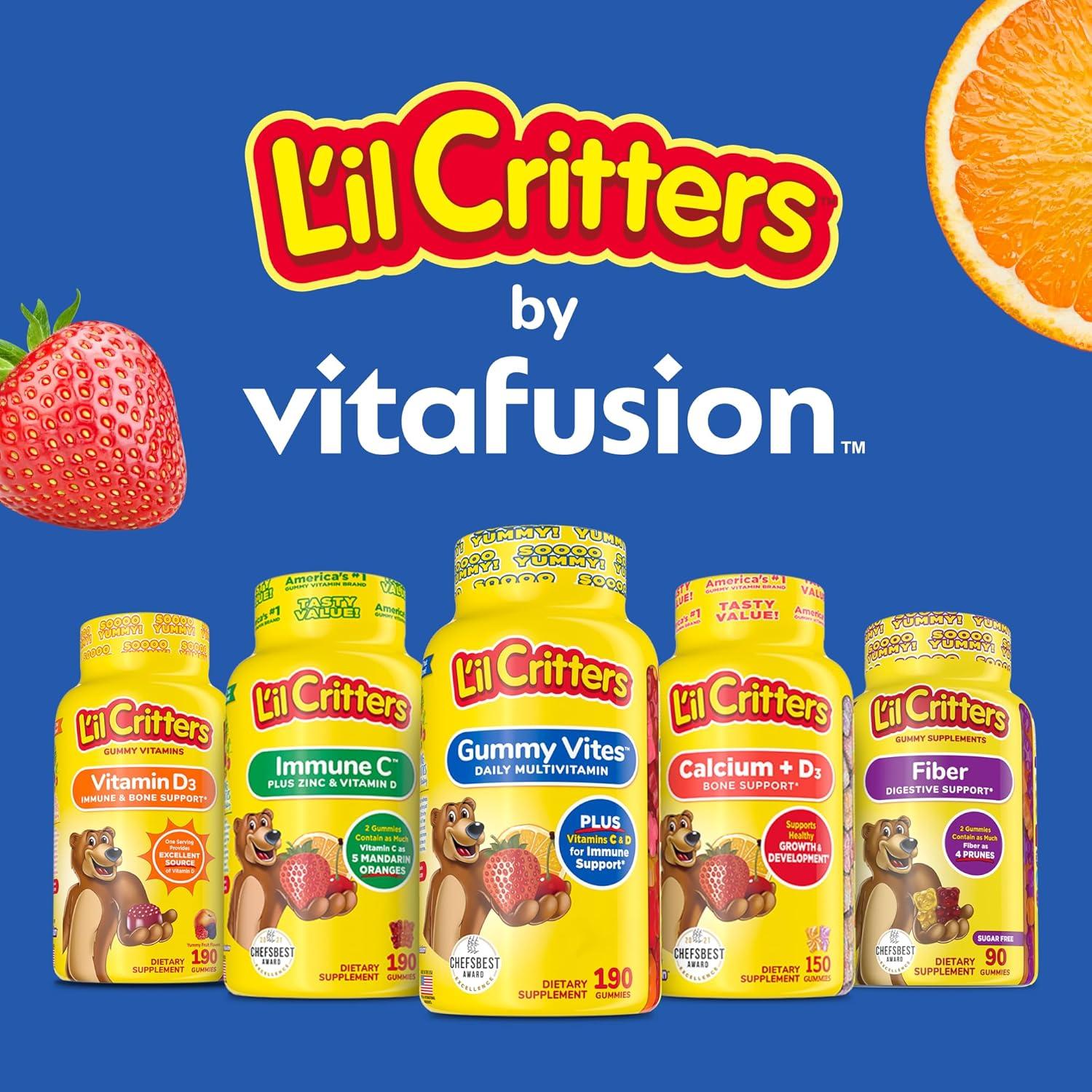 image:imageLil Critters Gummy Vites No Sugar Added Daily Gummy Multivitamin for Ages 2 Toddlers amp Kids Vitamin C D3 for Immune Strawberry and Orange Flavors 100 Gummies