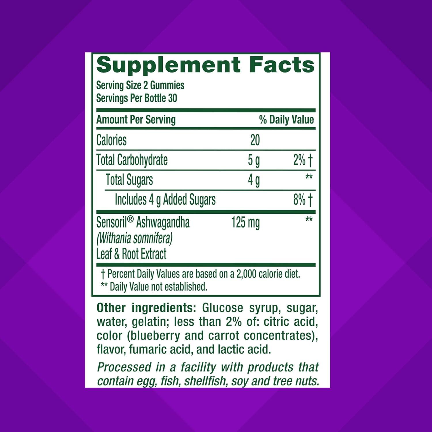 image:imageVitafusion Ashwagandha Gummies Clinically Shown Adaptogen Sensoril Ashwagandha 125mg Per Serving Help Manage Stress Chewable Gummy Vitamins Alternative to Liquid Capsules Drops Powder 60 Count60 Count Pack of 1