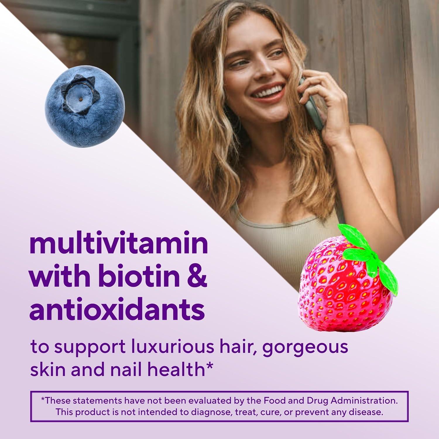 image:imageVitafusion Gorgeous Hair Skin amp Nails Multivitamin Gummy Vitamins plus Biotin and Antioxidant vitamins CampE Raspberry Flavor 135ct 45 day supply from Americas Number One Gummy Vitamin BrandBerry