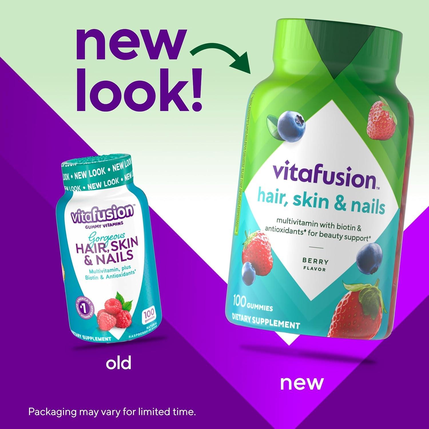 image:imageVitafusion Gorgeous Hair Skin amp Nails Multivitamin Gummy Vitamins plus Biotin and Antioxidant vitamins CampE Raspberry Flavor 135ct 45 day supply from Americas Number One Gummy Vitamin BrandBerry