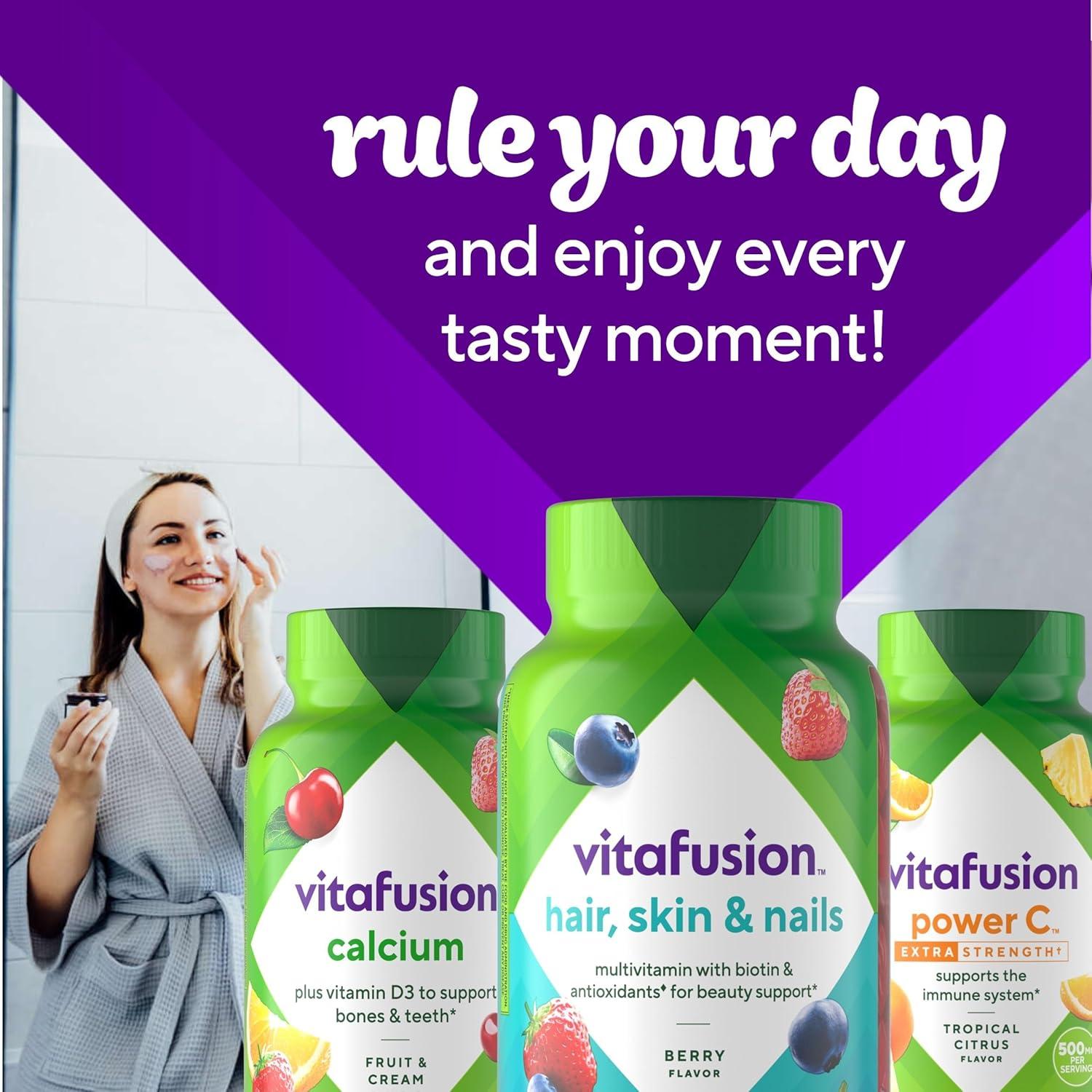 image:imageVitafusion Gorgeous Hair Skin amp Nails Multivitamin Gummy Vitamins plus Biotin and Antioxidant vitamins CampE Raspberry Flavor 135ct 45 day supply from Americas Number One Gummy Vitamin BrandBerry