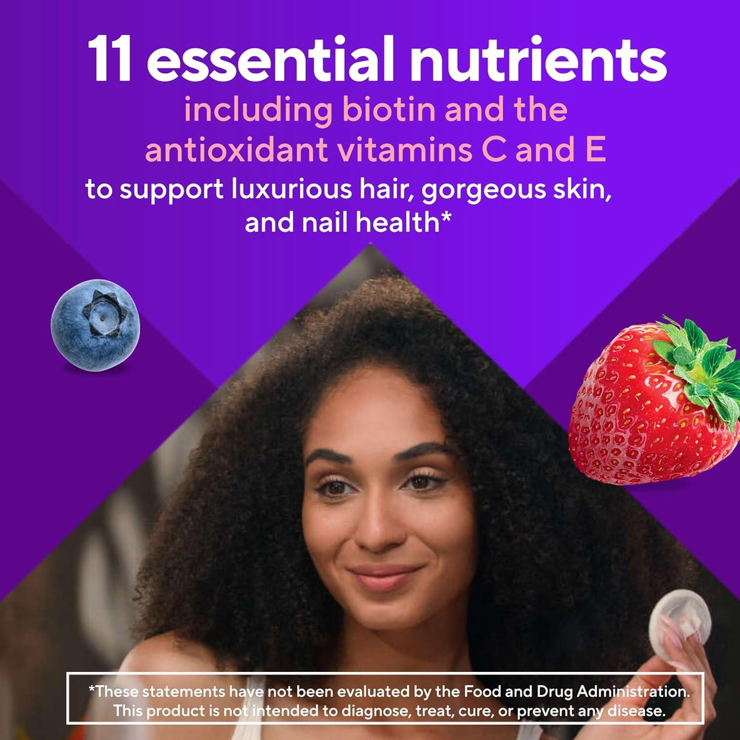 image:imageVitafusion Gorgeous Hair Skin amp Nails Multivitamin Gummy Vitamins plus Biotin and Antioxidant vitamins CampE Raspberry Flavor 135ct 45 day supply from Americas Number One Gummy Vitamin BrandBerry