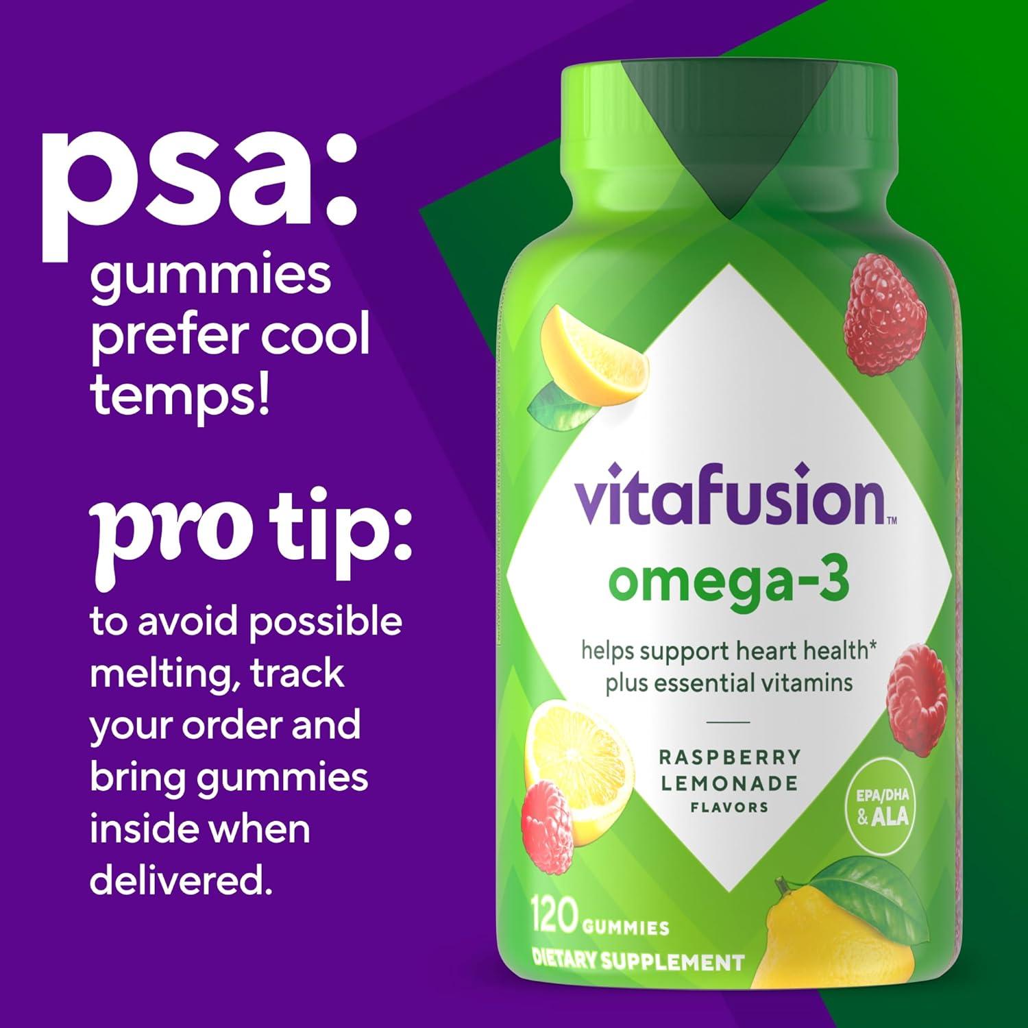 image:imageVitafusion Omega3 Gummy Vitamins Berry Lemonade Flavored Heart Health Vitamins1 With Omega 3 EPADHA and Vitamins A C D and E Americas Number 1 Vitamin Brand 60 Day Supply 120 Count