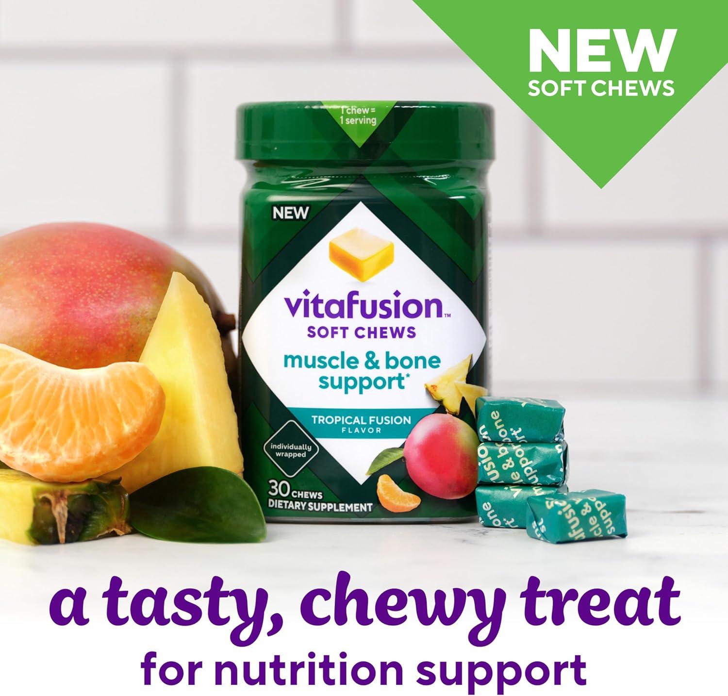 image:imageVitafusion Soft Chews Muscle amp Bone Support 1 Adult Chewable Vitamin D for Bone amp Muscle Support Individually Wrapped Tropical Fusion Flavor 30 Chews 30 Day Supply