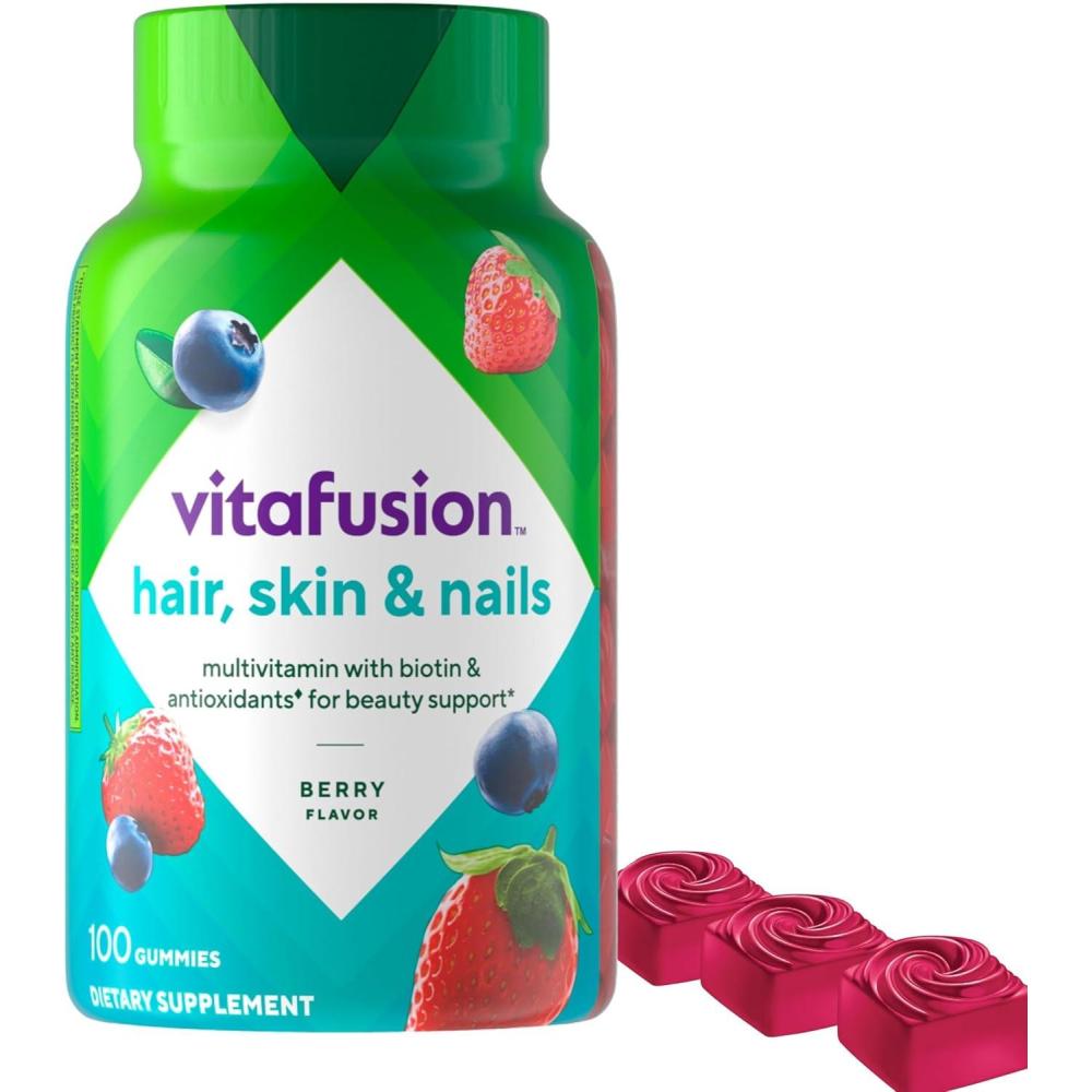 image:imageVitafusion Gorgeous Hair Skin amp Nails Multivitamin Gummy Vitamins plus Biotin and Antioxidant vitamins CampE Raspberry Flavor 135ct 45 day supply from Americas Number One Gummy Vitamin BrandBerry