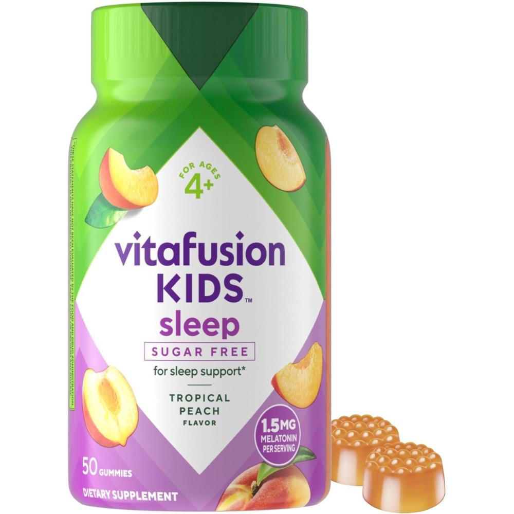 image:imageVitafusion Kids Melatonin Gummy Supplements Tropical Peach Flavored Sleep Support Supplements 1 50 Count50 Count Pack of 1