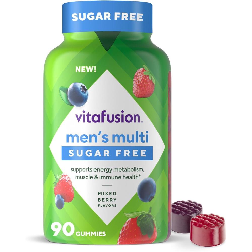 image:imagevitafusion Sugar Free Mens Multi Daily Gummy Multivitamins Supports Energy Metabolism Muscle and Immune Health 1 Mixed Berry Flavors 90 Count1 Count Pack of 1