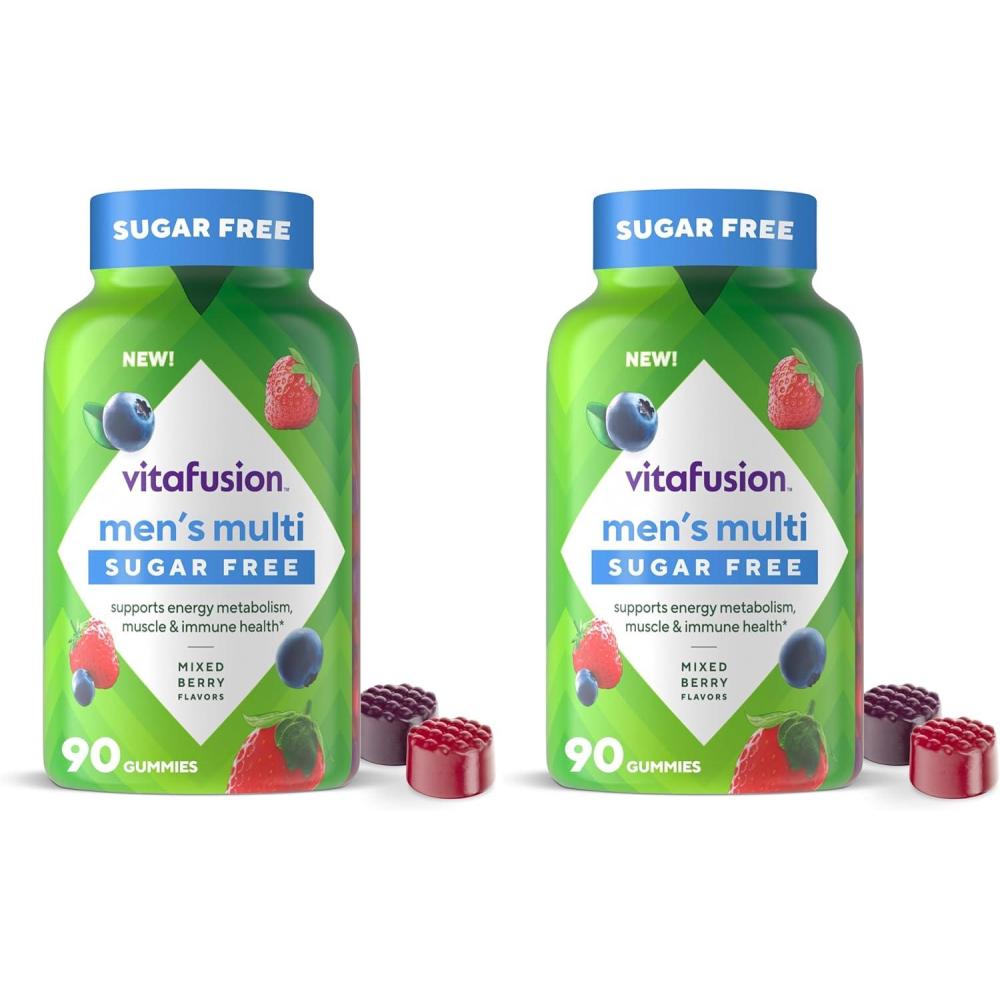 image:imagevitafusion Sugar Free Mens Multi Daily Gummy Multivitamins Supports Energy Metabolism Muscle and Immune Health 1 Mixed Berry Flavors 90 Count1 Count Pack of 2
