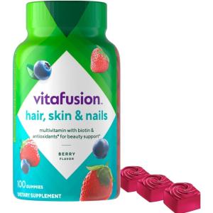 Vitafusion Gorgeous Hair, Skin & Nails Multivitamin Gummy Vitamins, plus Biotin and Antioxidant vitamins C&E, Raspberry Flavor, 135ct (45 day supply), from America’s Number One Gummy Vitamin Brand(Berry)