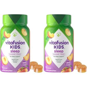 Vitafusion Kids Melatonin Gummy Supplements, Tropical Peach Flavored Sleep Support Supplements (1), 50 Count(50 Count (Pack of 2))