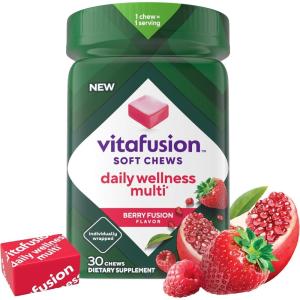 Vitafusion Soft Chews Daily Wellness Multi(1), Chewable Multivitamins for Adults, Individually Wrapped, Berry Fusion Flavor, 30 Chews, 30 Day Supply(1 Count (Pack of 30))