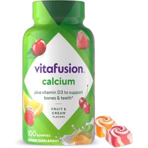 vitafusion Chewable Calcium Gummy Vitamins for Bone and Teeth Support, Calcium Gummies, Fruit and Cream Flavor, 100 Count, 50 Day Supply(Calcium)