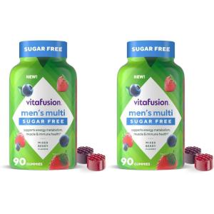 vitafusion Sugar Free Men’s Multi Daily Gummy Multivitamins, Supports Energy Metabolism, Muscle and Immune Health (1), Mixed Berry Flavors, 90 Count(1 Count (Pack of 2))