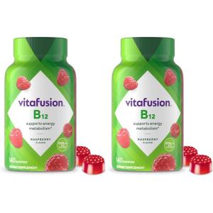 vitafusion Vitamin B12 Gummy Vitamins for Energy Metabolism Support, Raspberry Flavored, America’s Number 1 Gummy Vitamin Brand, 70 Day Supply, 140 Count(140 Count (Pack of 2))