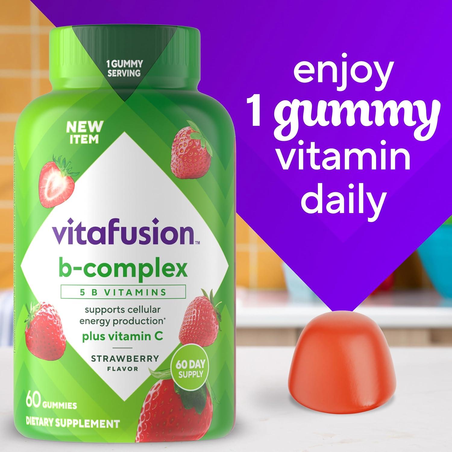 image:imagevitafusion BComplex Gummy Dietary Supplements with 5 B Vitamins to Support Cellular Energy Production 1 Plus Vitamin C Strawberry Flavor 60 Count1 Count Pack of 1